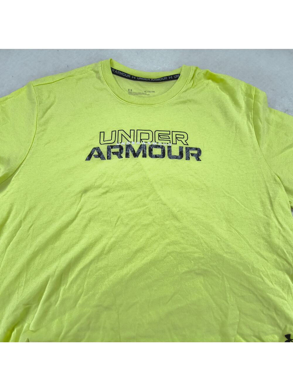 Under Armour Graphic Crew Neck Short Sleeve Casual T Shirt Womens Size XL Yellow